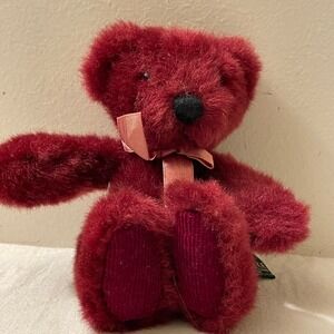 RUSS Rhapsody Burgundy Plush Teddy Bear with Ribbon Bow 6 Inches